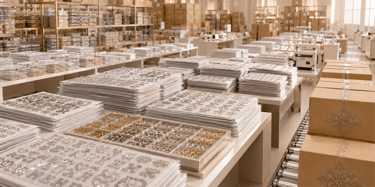 Rhinestone trims and ready sample decoration styles for B2B fashion inquiries